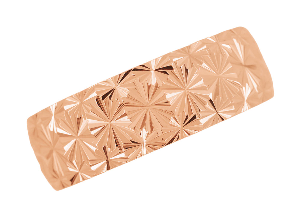 Vintage Starbursts Rose Gold 8mm Wide Sculptural Mid Century Modern Wedding Band - Item: R861R8 - Image: 2
