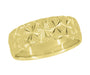 Yellow Gold Vintage Starbursts Engraved Mid Century Modern Wedding Ring  - 8mm Wide