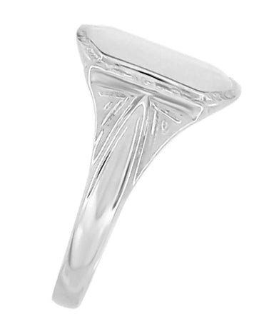 Small Victorian Shield Signet Ring in White Gold - Perfect Pinky Signet Ring - alternate view