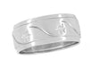 Scrolls and Stars Victorian Vintage Style 7mm Wide Wedding Ring in White Gold