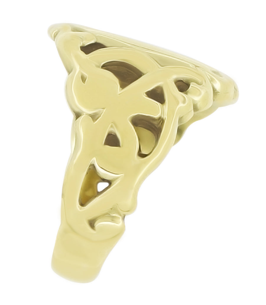 Filigree Signet Ring for a Man - Antique Art Nouveau Oval Signet Ring in Yellow Gold