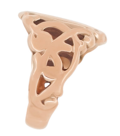 Men's Filigree Art Nouveau Oval Signet Ring in 14 Karat Rose ( Pink ) Gold - alternate view