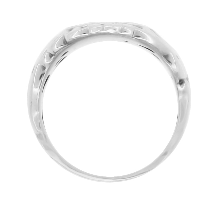 Art Nouveau Filigree Vines 14 Karat White Gold Oval Signet Ring - Item: R883W - Image: 3