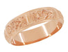 14K Rose Gold Mens Antique Wedding Band Deeply Hand Carved Floral 6mm Wide - R885