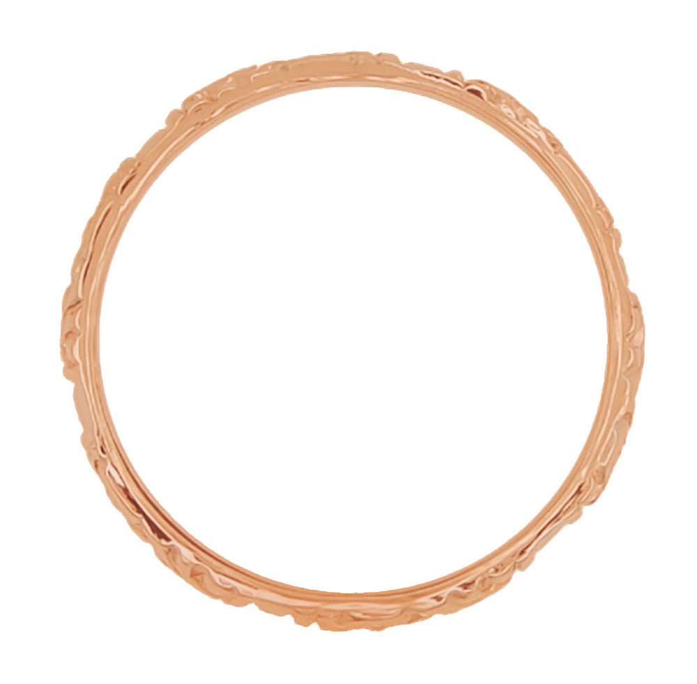 Side of Antique Victorian Wedding Band for a Man in 14K Rose Gold - R885