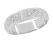 Victorian Hand Carved Floral Heirloom 6mm Wide Wedding Band in White Gold