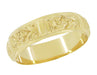 14K or 18K Yellow Gold Vintage Wedding Band with a Deep Hand Carved Floral Design 6mm Wide - R885Y