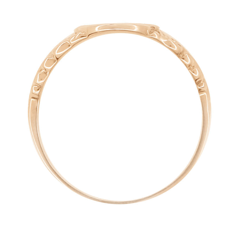 Victorian Engraved Fleur-de-Lis Oval Pinky Signet Ring in 14 Karat Rose Gold - Item: R889R - Image: 3