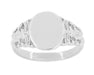 Fleur-de-Lis Victorian Oval Signet Ring in White Gold