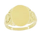 Men's Large Oval Victorian Signet Ring in Yellow Gold With Side Scroll Engraving
