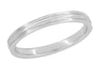 Retro Moderne 3mm Double Grooved Wedding Band Ring in 14 Karat White Gold | 1950s Design