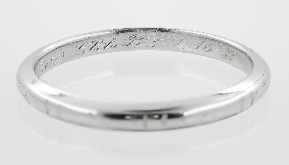 GC to BC 1-16-'33 on inside of JR Wood Platinum Band - R916
