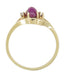 Side of Oval Domed Oval Star Ruby Ring in Yellow Gold - R921