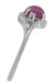 Vintage 1970's Inspired Star Ruby Ring in White Gold - Cabochon Ruby with Side Diamonds & Leaf Bypass Design
