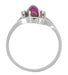 Vintage 1970's Inspired Star Ruby Ring in White Gold - Cabochon Ruby with Side Diamonds & Leaf Bypass Design