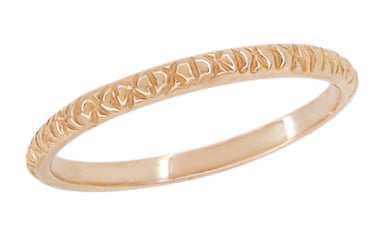 Rose Gold 1950s Geometric Carved 1.9mm Vintage Thin Wedding Band