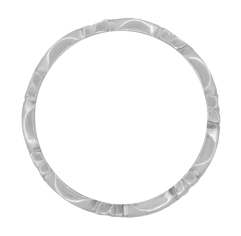 1950's Pansy Flowers Vintage Design Wedding Band in White Gold - 7mm Wide - Item: R978W10 - Image: 2