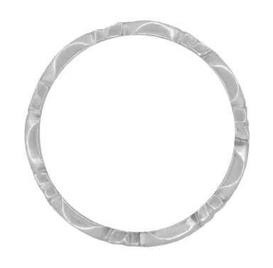 1950's Pansy Flowers Vintage Design Wedding Band in White Gold - 7mm Wide - alternate view