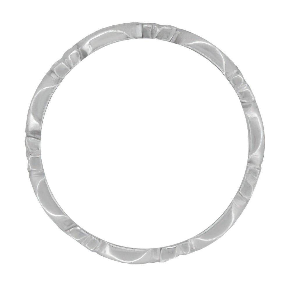 1950's Antique Style Pansy Flowers 7mm Wide Sculptural Platinum Wedding Ring - Item: R978P - Image: 2