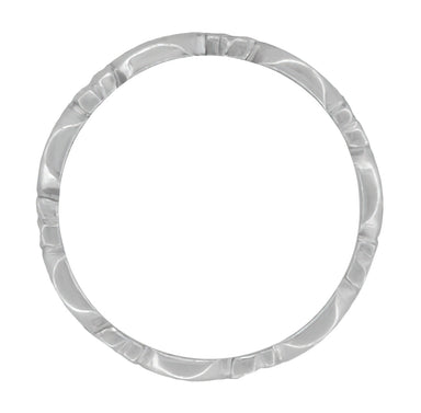 1950's Antique Style Pansy Flowers 7mm Wide Sculptural Platinum Wedding Ring - alternate view