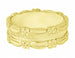 1950's Pansy Flowers Vintage Style Wide Wedding Ring in Yellow Gold - 7mm Wide