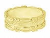 Pansy Flowers Vintage 7mm Wide Wedding Band - 14K Yellow Gold