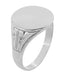 14 Karat White Gold Victorian Side Carved Antique Engravable Oval Signet Ring - Kent
