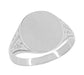 14 Karat White Gold Victorian Side Carved Antique Engravable Oval Signet Ring - Kent