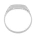 14 Karat White Gold Victorian Side Carved Antique Engravable Oval Signet Ring - Kent
