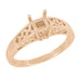 Art Nouveau Flowers & Leaves 14 Karat Rose Gold Filigree Engagement Ring Setting for a 3/4 - 1 Carat Diamond