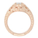 Rose Gold Art Deco Filigree Flowers & Scrolls 1/2 Carat Engraved Diamond Engagement Ring
