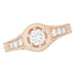 Rose Gold Art Deco Filigree Flowers & Scrolls 1/2 Carat Engraved Diamond Engagement Ring