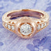 Rose Gold Art Deco Filigree Flowers & Scrolls 1/2 Carat Engraved Diamond Engagement Ring