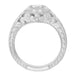 Art Deco Filigree Flowers and Scrolls Engraved 1/2 Carat Diamond Engagement Ring Setting in White Gold