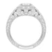 Art Deco Filigree Scrolls and Flowers Carved Low Profile 3/4 Carat Diamond Engagement Ring Setting in White Gold - 14K or 18K