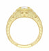 Yellow Gold Art Deco Engraved Scrolls and Flowers 1/2 Carat Filigree Diamond Engagement Ring