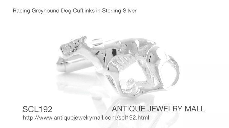Racing Greyhound Dog Cufflinks in Sterling Silver - Item: SCL192 - Image: 3