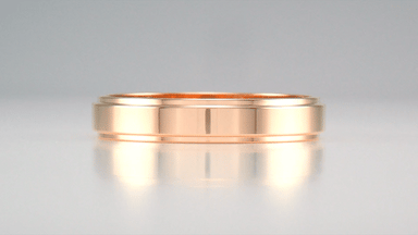 Retro 1950's Rose Gold 4mm Wide Flat Groove Edge Wedding Band - alternate view