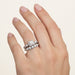 Retro Mid Century Modern Platinum Lucky Clover Diamond Engagement Ring & Wedding Band Set