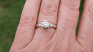 Mid Century Diamond Engagement Ring with Fish Shaped Side Silhouettes in White Gold - 1/2 Carat Center Diamond in a Square Fishtail Setting