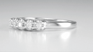 Retro Moderne Platinum Straightline 5 Diamond Filigree Wedding Ring