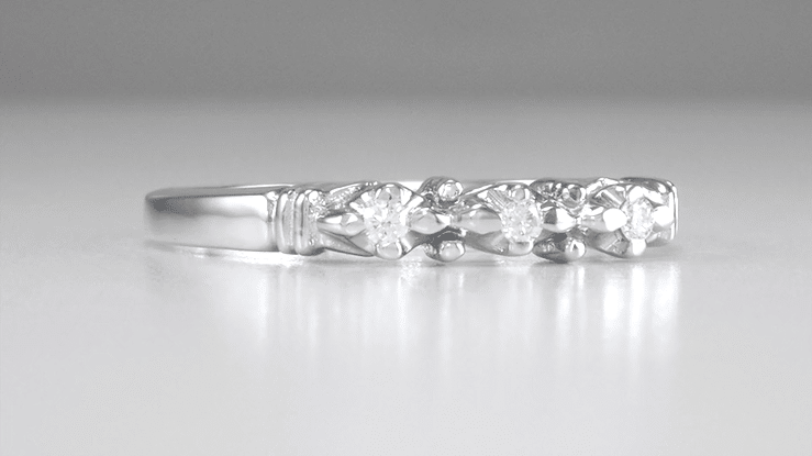 Retro Moderne 1950's Starburst Galaxy Diamond Wedding Ring in White Gold - Item: WR481W10 - Image: 4