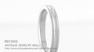 Retro Moderne 3mm Double Grooved Wedding Band Ring in 14 Karat White Gold | 1950s Design