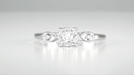 Retro Moderne Dainty White Sapphire Engagement Ring in White Gold
