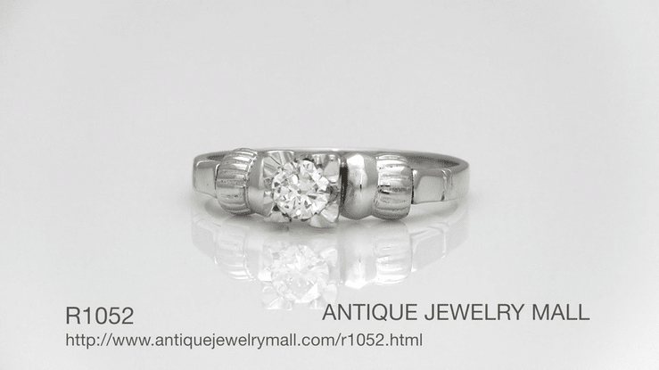 Retro Moderne Bows 1950's Vintage Solitaire Diamond Engagement Ring in Platinum | 0.33 Carat - Item: R1052 - Image: 7