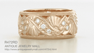 Retro Moderne Filigree Diamond Wide Wedding Ring in 14 Karat Rose Gold