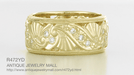 Retro Moderne Filigree Fan Scrolls Wide Diamond Wedding Ring in 14 Karat Yellow Gold