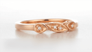 Retro Moderne White Sapphire Filigree Wedding Ring - 14K Rose Gold