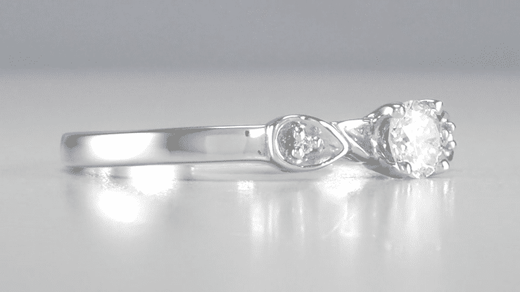 1950's Retro Moderne 1/4 Carat Diamond Engagement Ring and Wedding Band Bridal Set in Platinum - Item: R380PS - Image: 6
