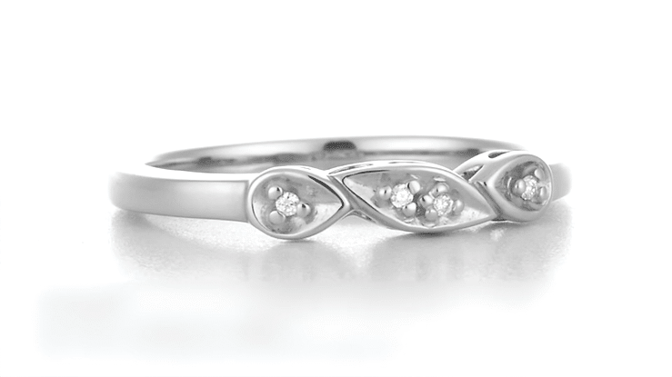 Retro Moderne 1950's Filigree Platinum Diamond Wedding Ring - Item: WR380P-LC - Image: 4